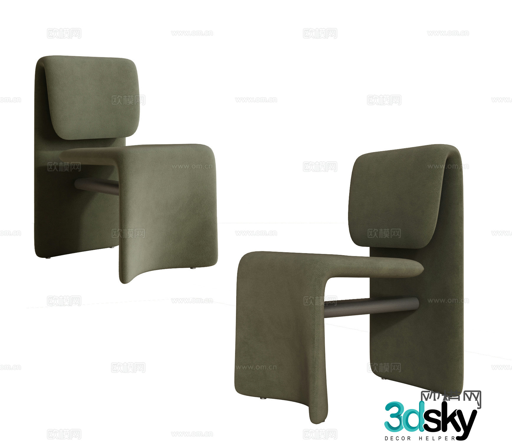Modern dining chair Single chair Leisure chair Italian dining chair Book chair Fabric dining chair Single sofa chair 3d model