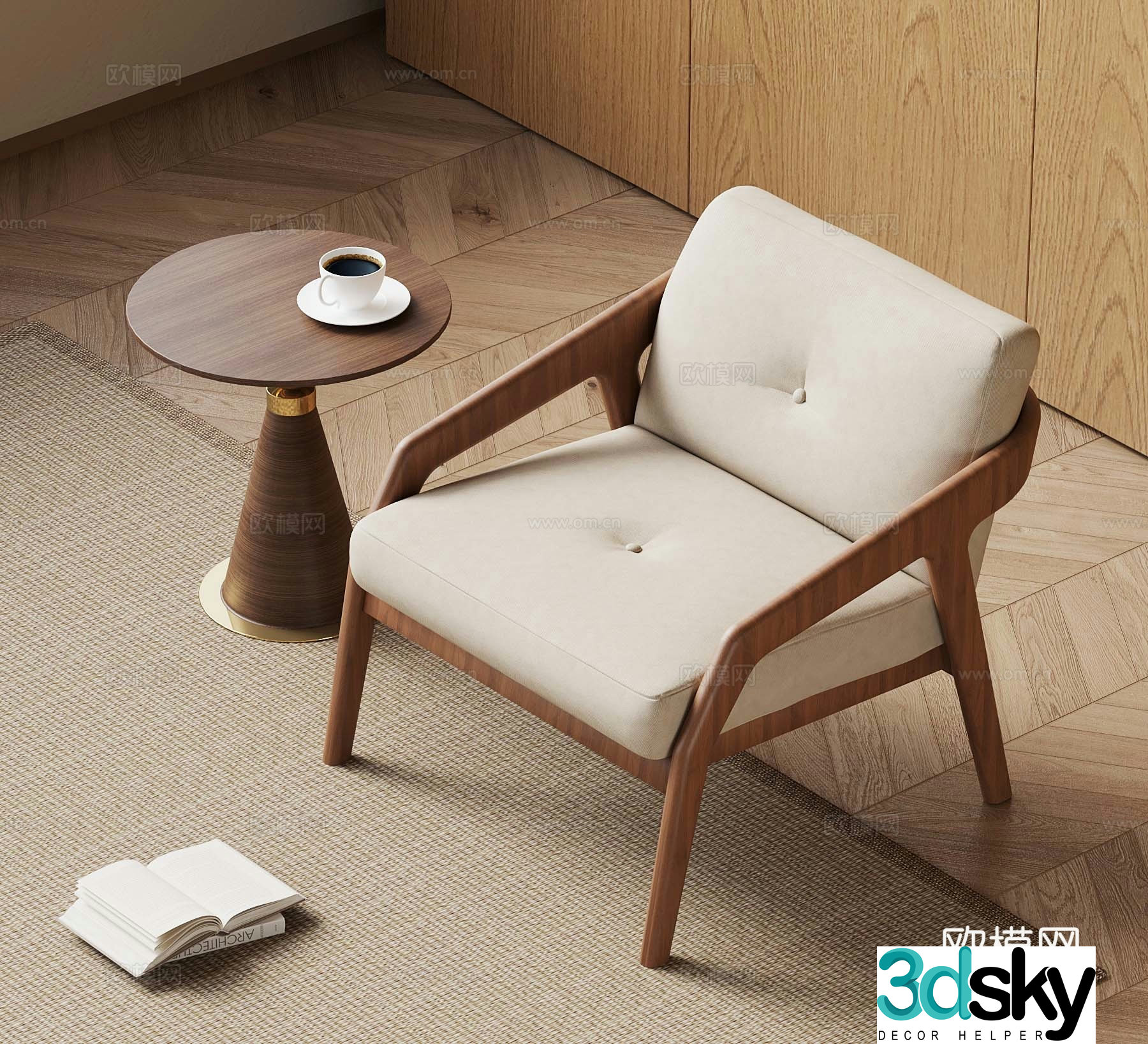 French medieval style leisure chair French medieval style leisure sofa single chair 3D model