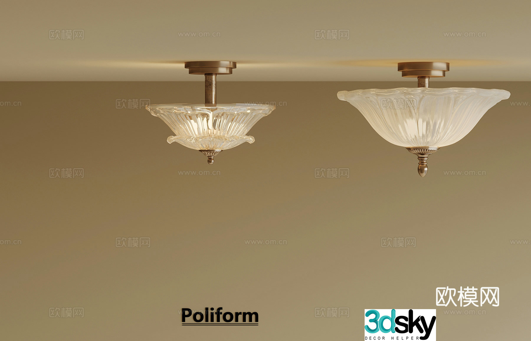 French ceiling light 3D model