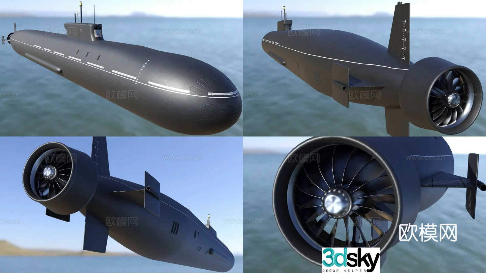 ballistic nuclear submarine submarine 3d model