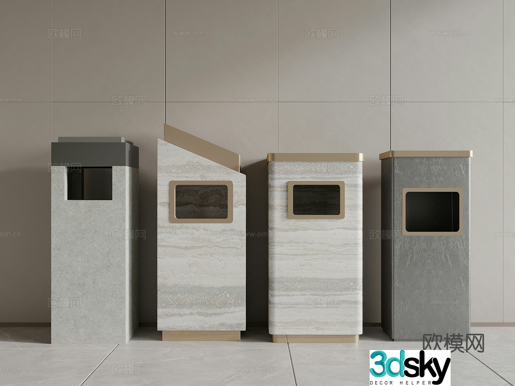 Trash can modern public trash can 3d model