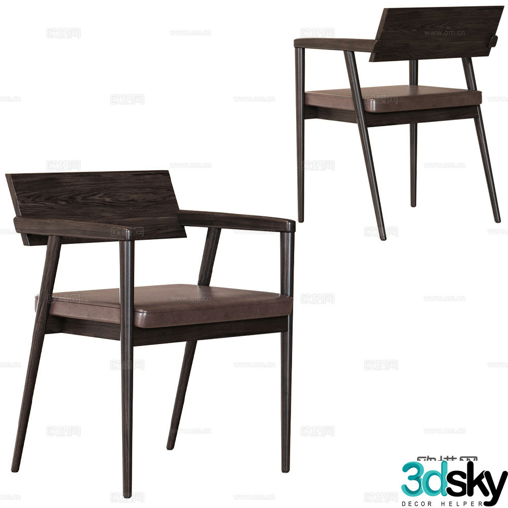 Modern Italian wooden single chair 3d model