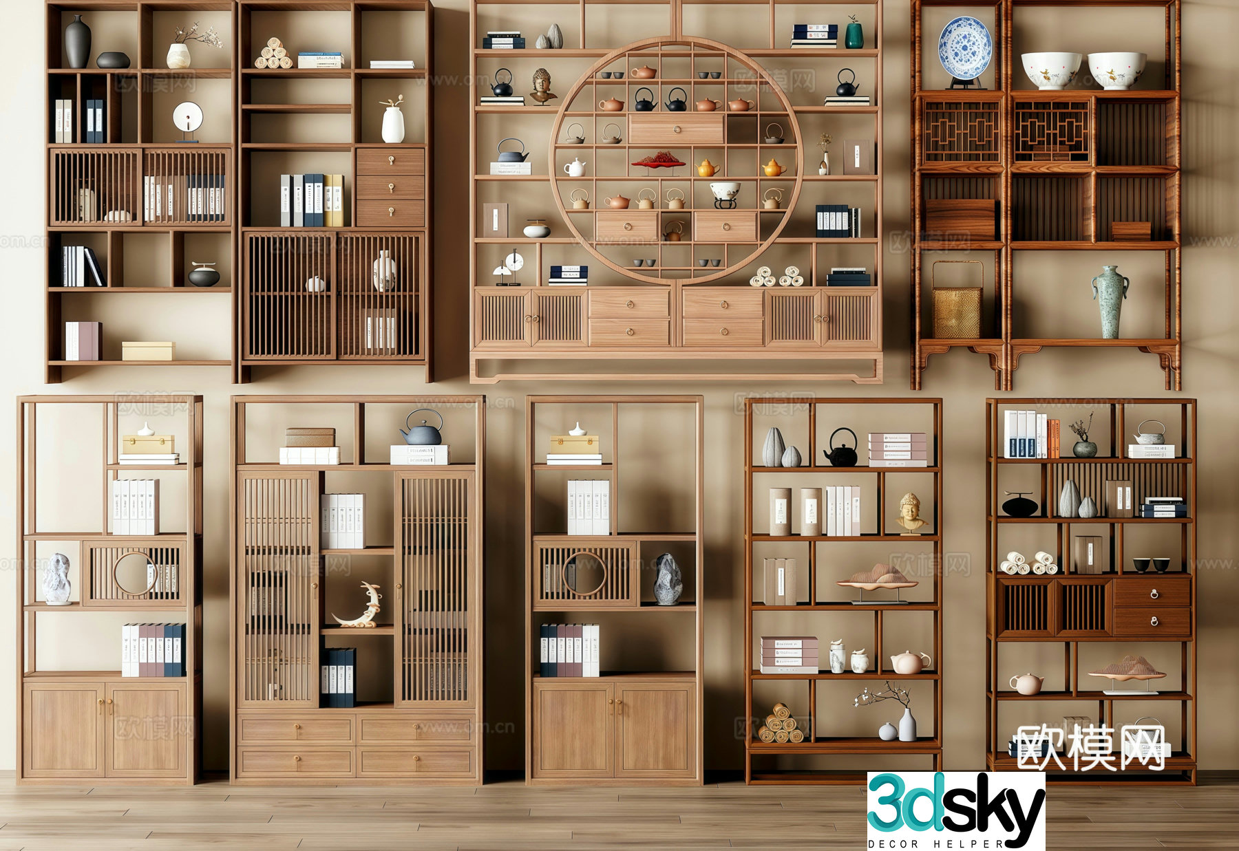 New Chinese Song style Bo Ancient Shelf 3D Model