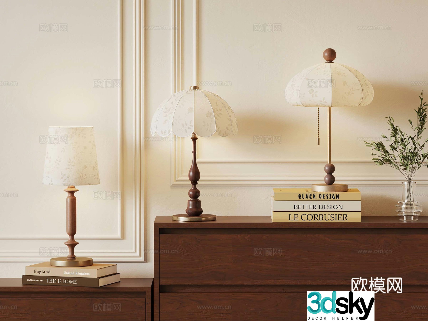French medieval style table lamp 3d model