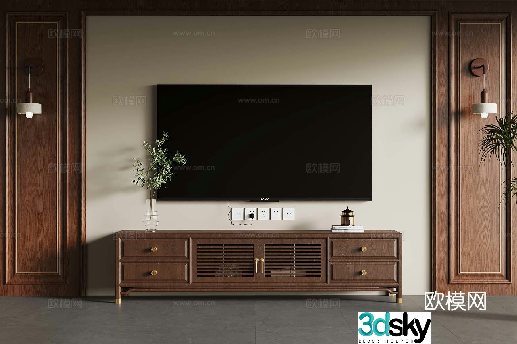 New Chinese TV cabinet 3D model
