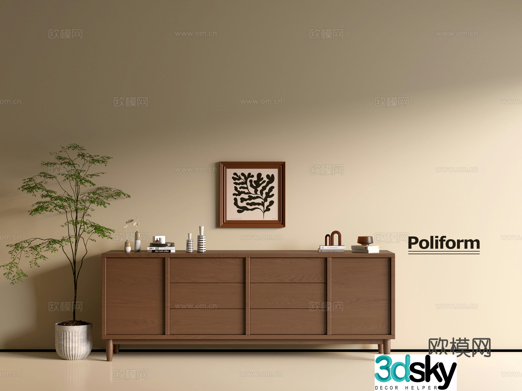 Modern wood grain cabinet ins wind minimalist wind cabinet whole cabinet sideboard balcony cabinet storage 3D model