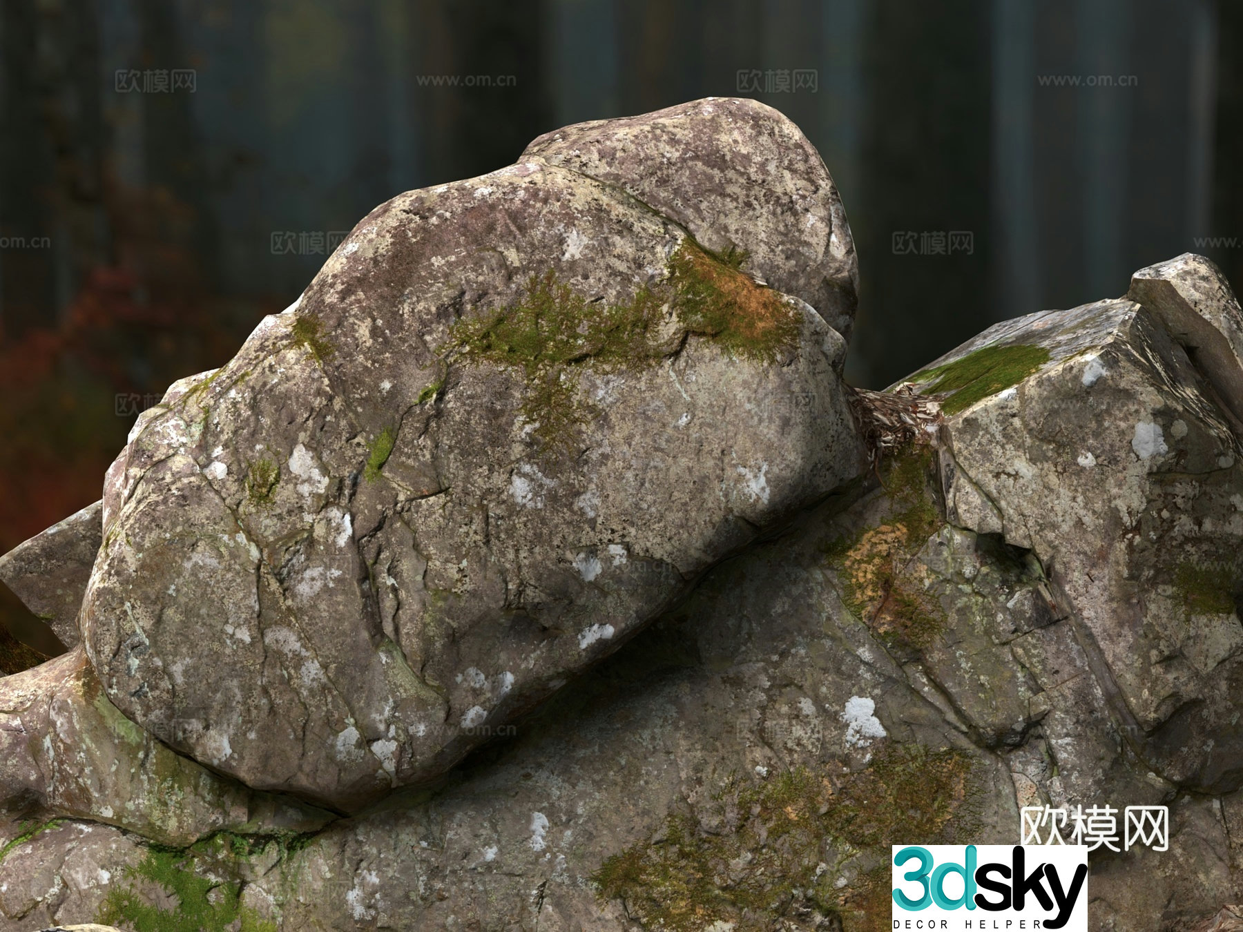 stone rock stone pile 3d model