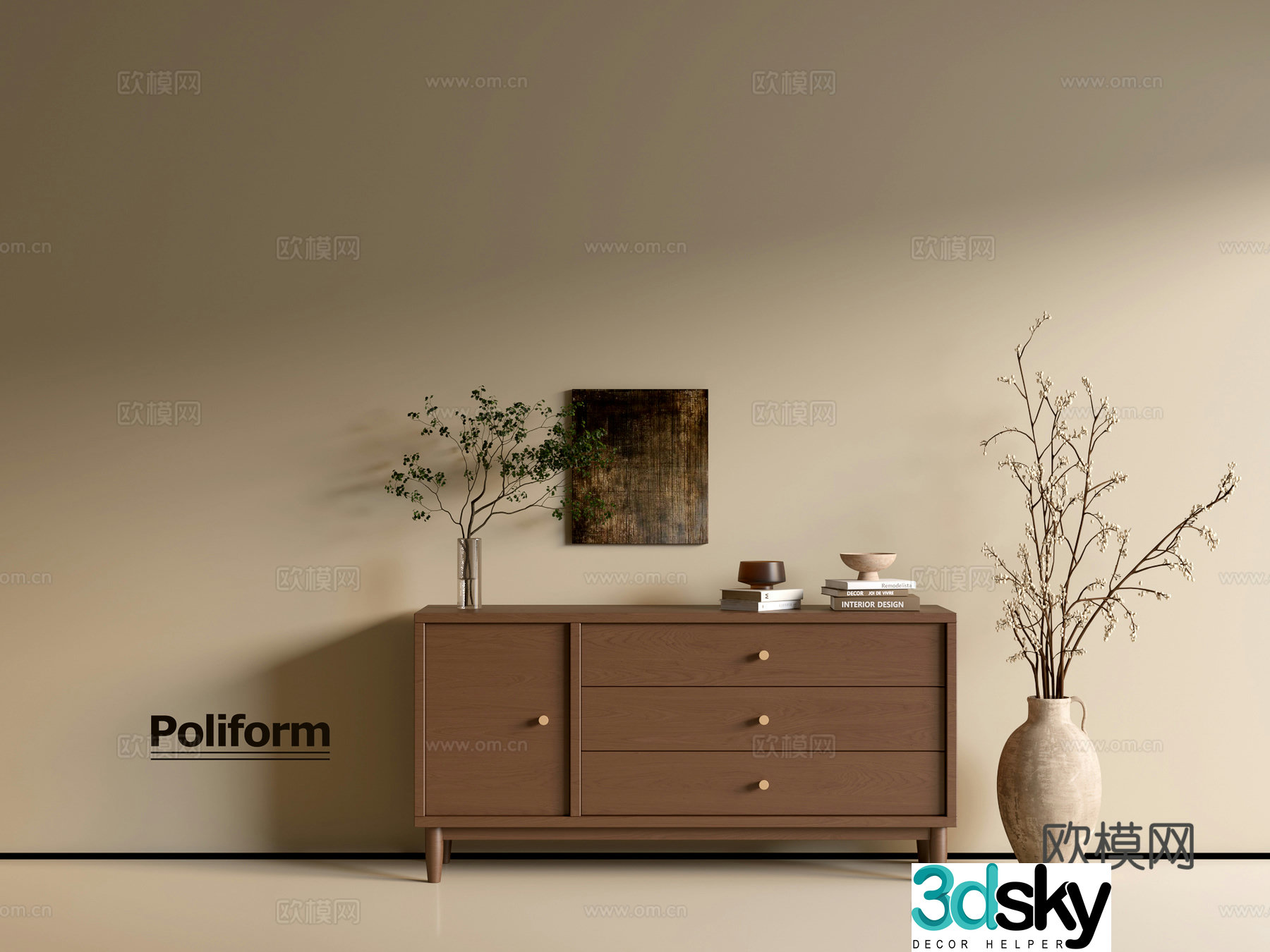 Modern wood grain cabinet ins wind minimalist wind cabinet whole cabinet sideboard balcony cabinet storage 3D model