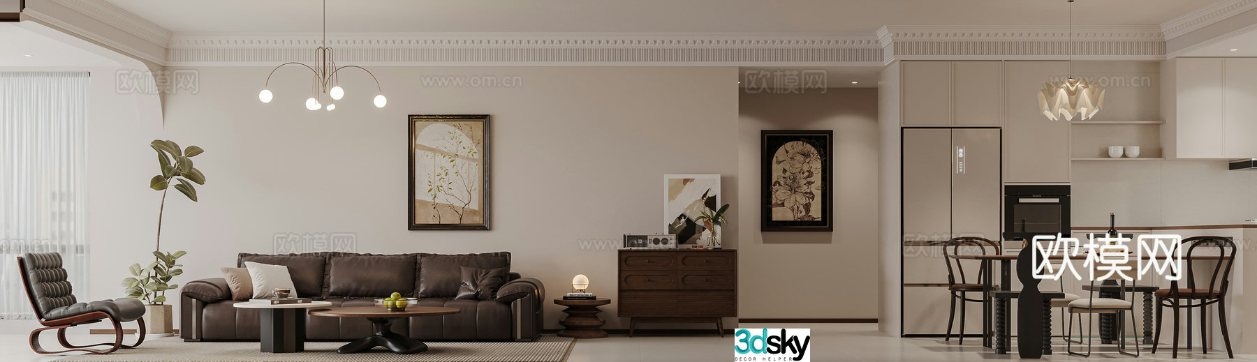 French medieval living and dining room 3D model