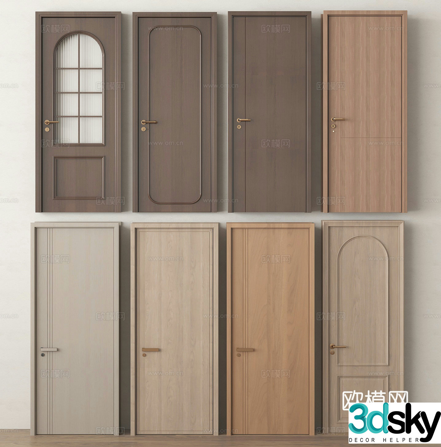Single-open door bedroom door bathroom door 3D model