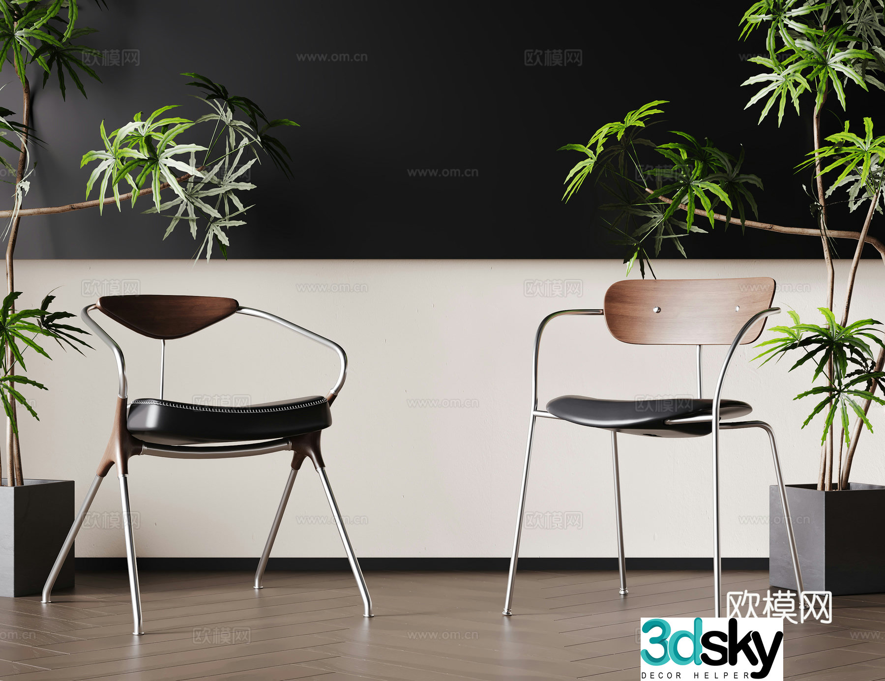Medium style single chair dining chair book chair dressing chair 3d model
