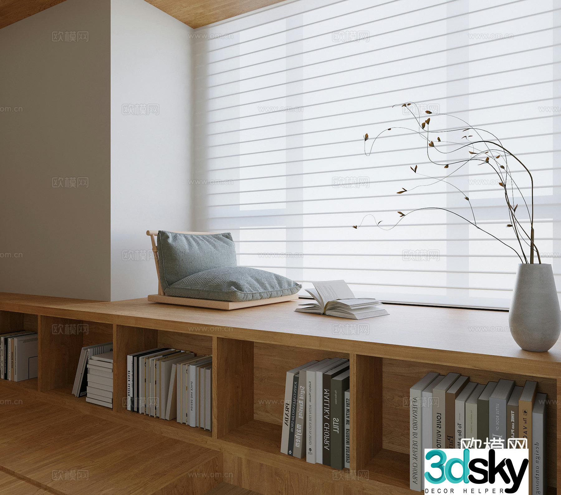 Modern bay window cabinet bay window venetian blind 3d model