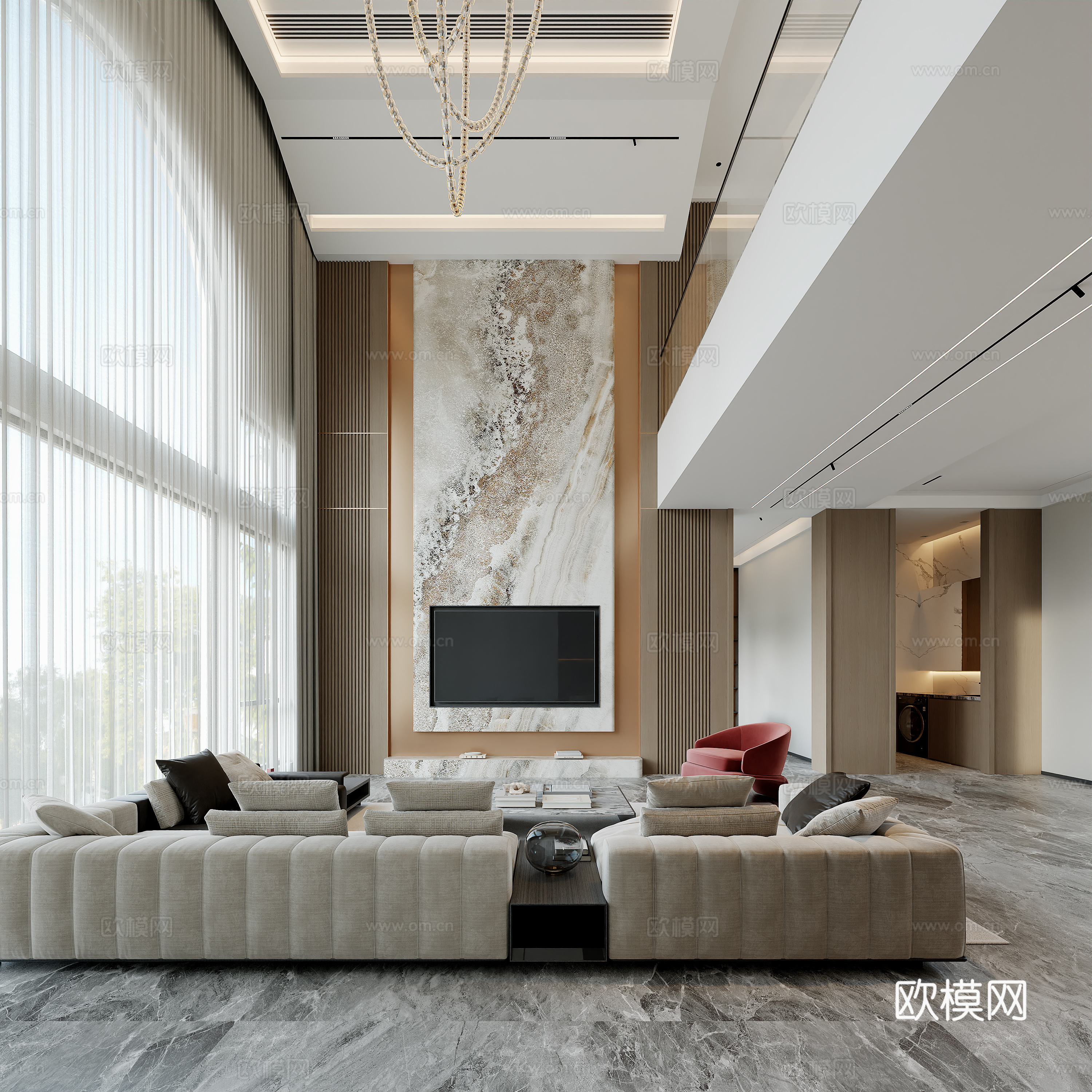Modern villa Italian light luxury 3D model