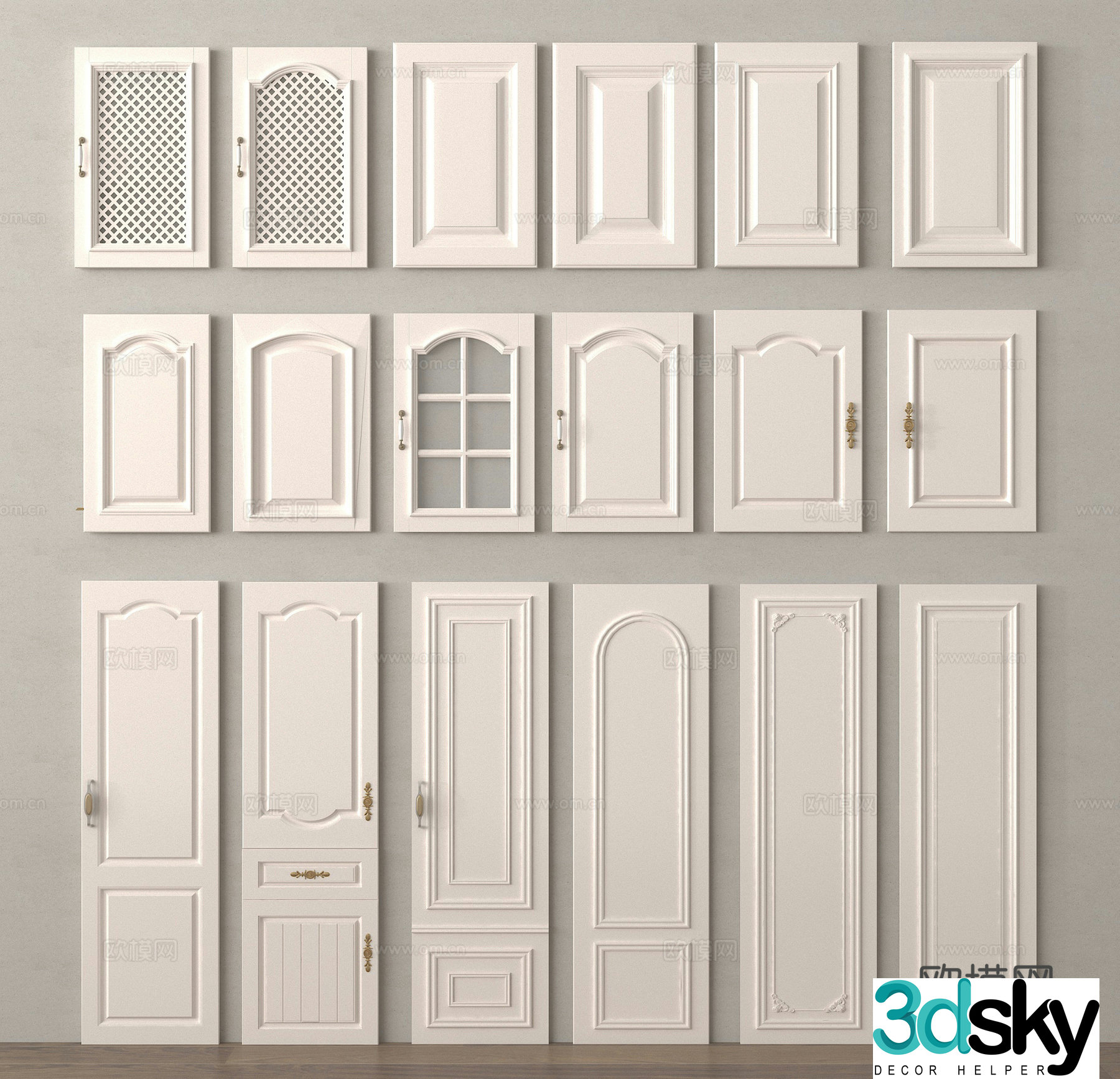 Wardrobe door panel cabinet door 3d model
