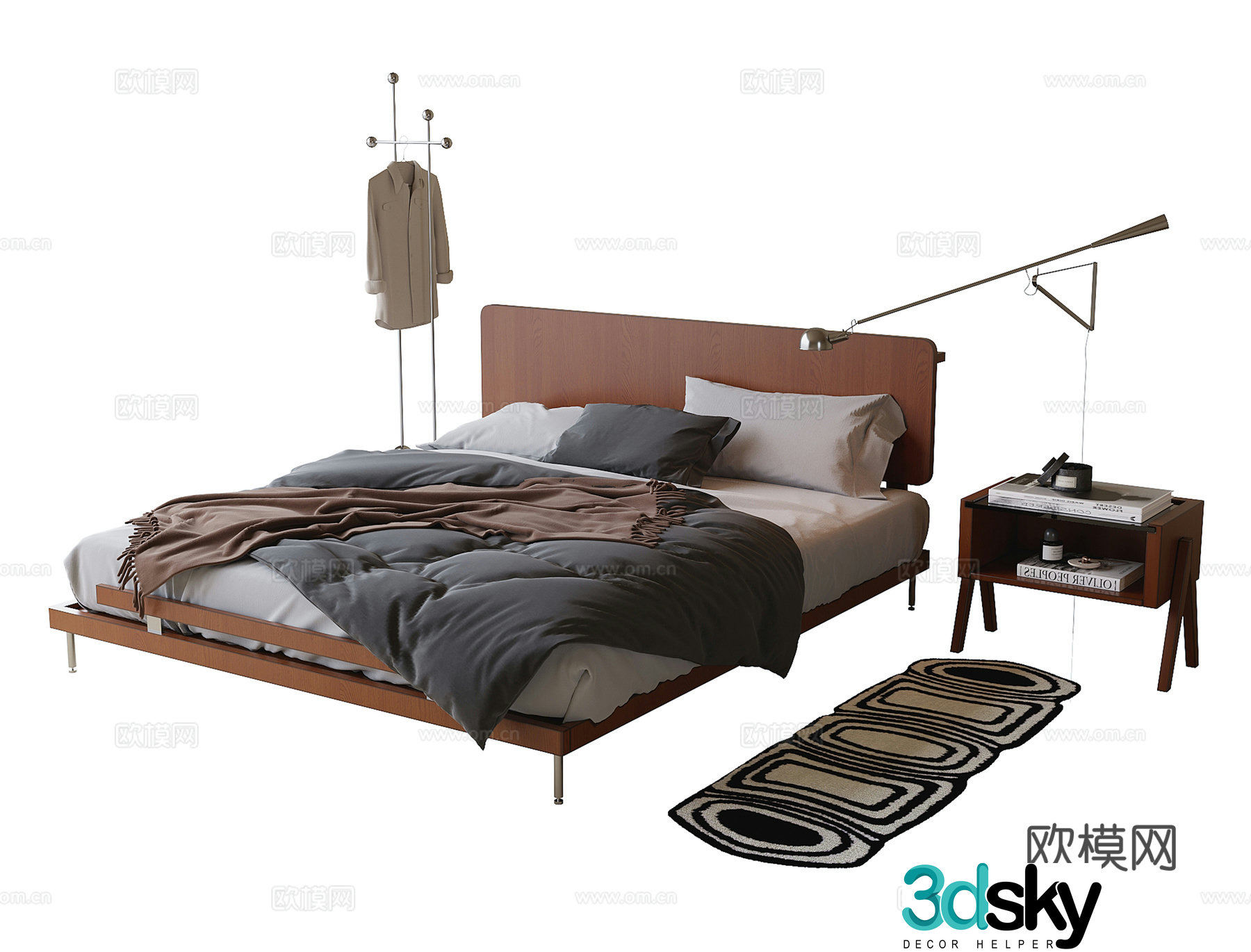 Modern single bed children’s bed 3d model