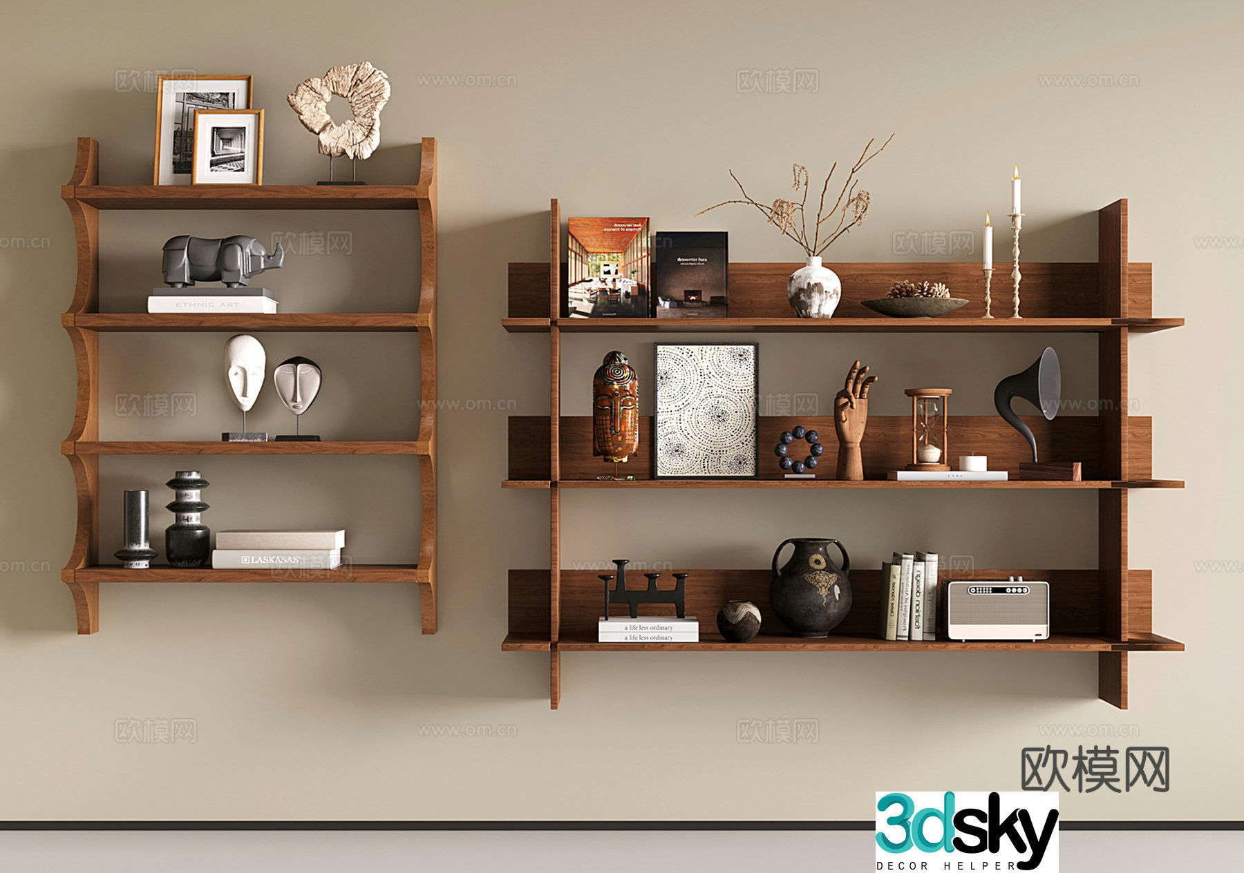 Middle-aged wall shelf wall decoration rack wall hanging bookshelf jewelry ornament 3D model