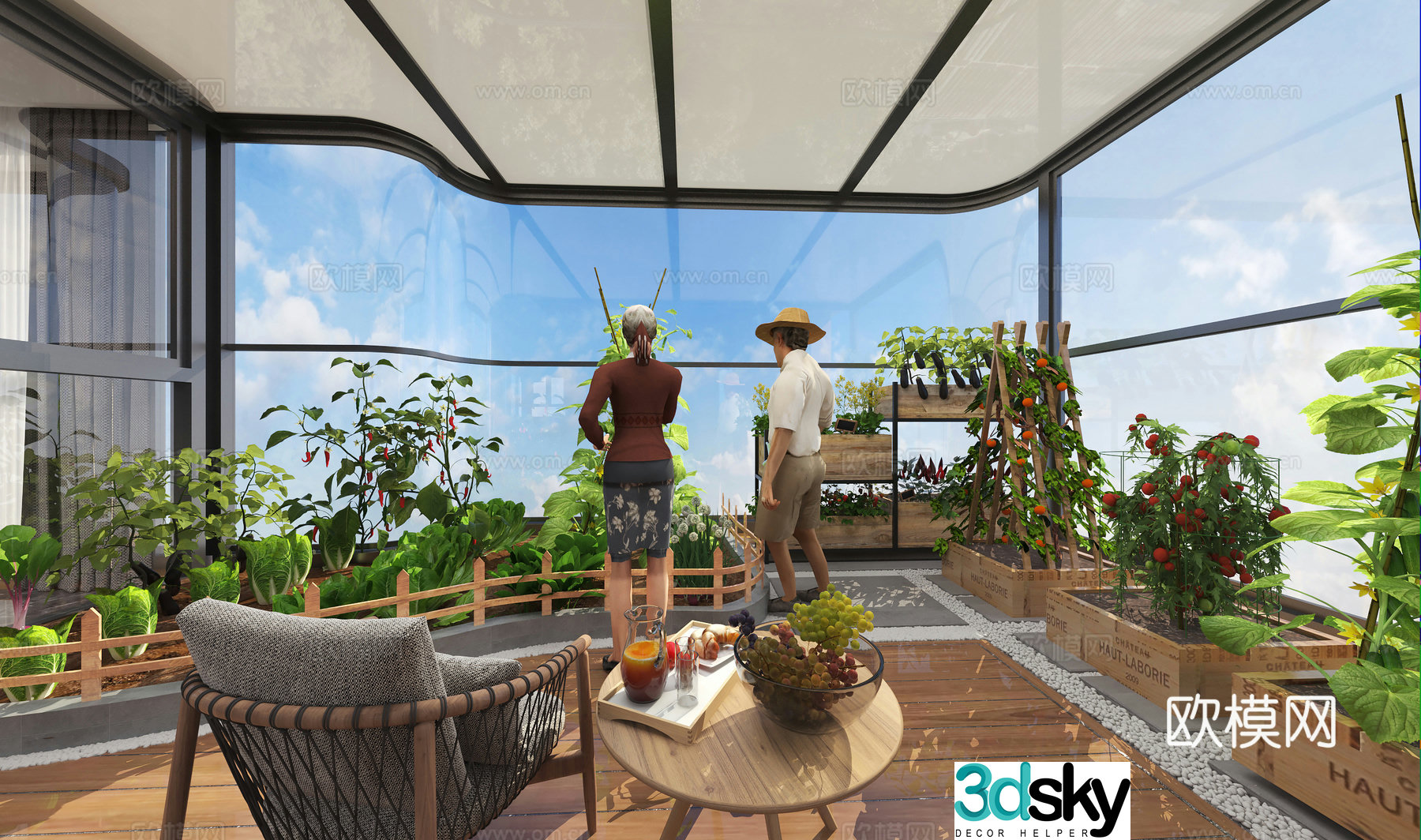 Modern balcony vegetable garden 3d model
