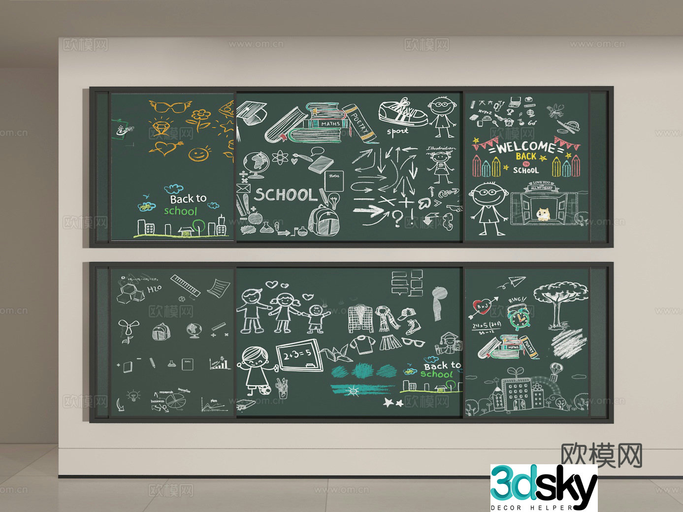 Blackboard drawing 3d model