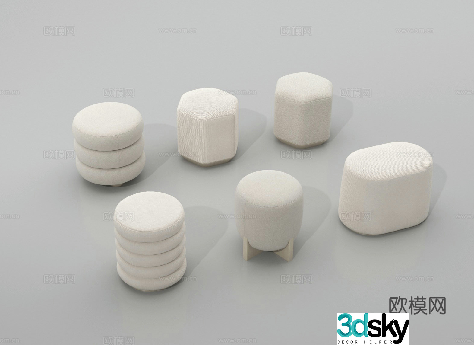 Sofa stool shoe change stool stool round stool 3d model