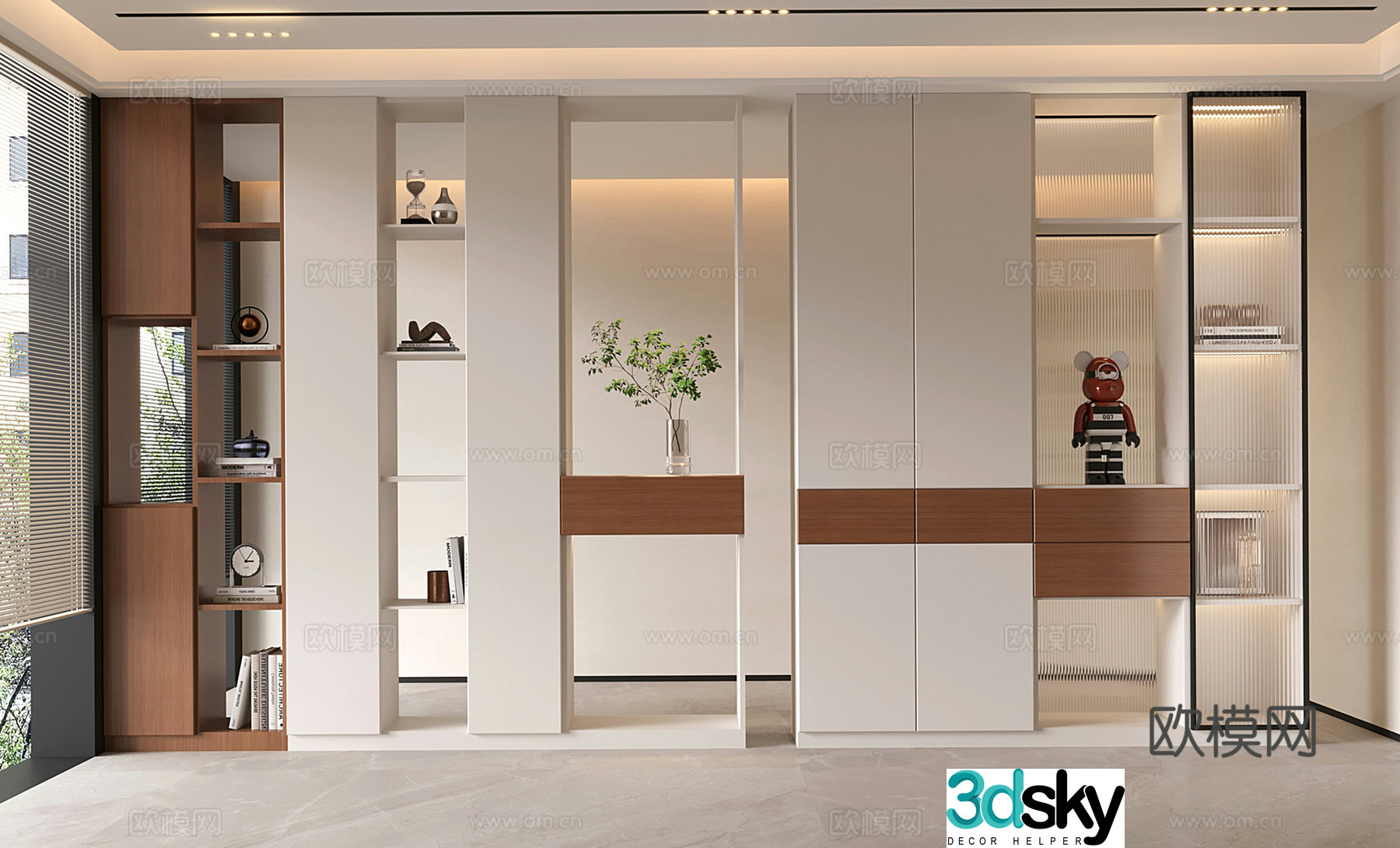 Modern entrance partition cabinet partition shoe cabinet functional entrance 3D model