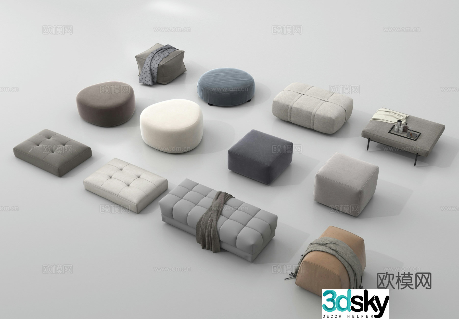 Cushion cushion sofa stool shoe replacement stool 3d model