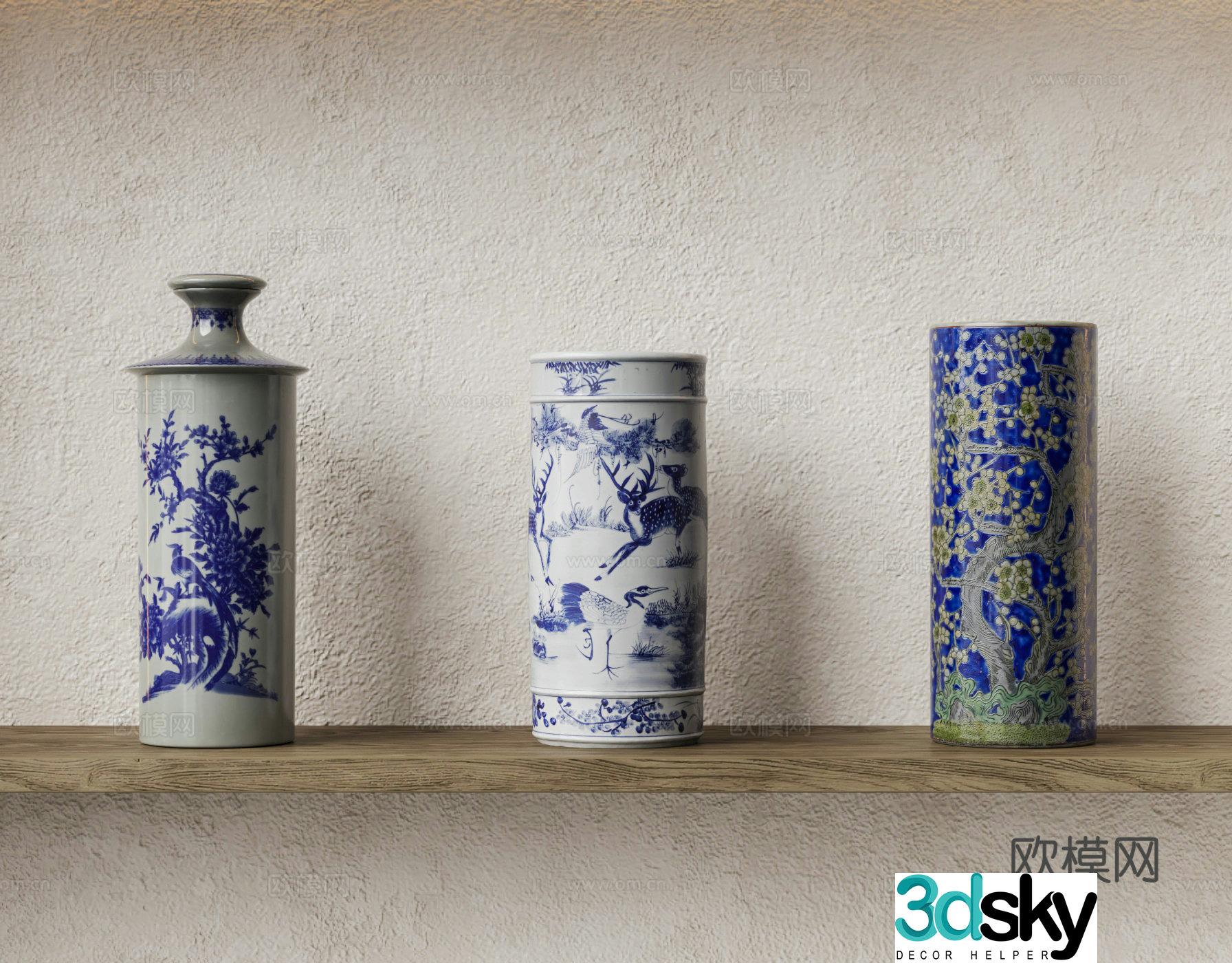 Ceramic vase Blue and white porcelain vase Porcelain vase Blue and white porcelain ornaments 3D model