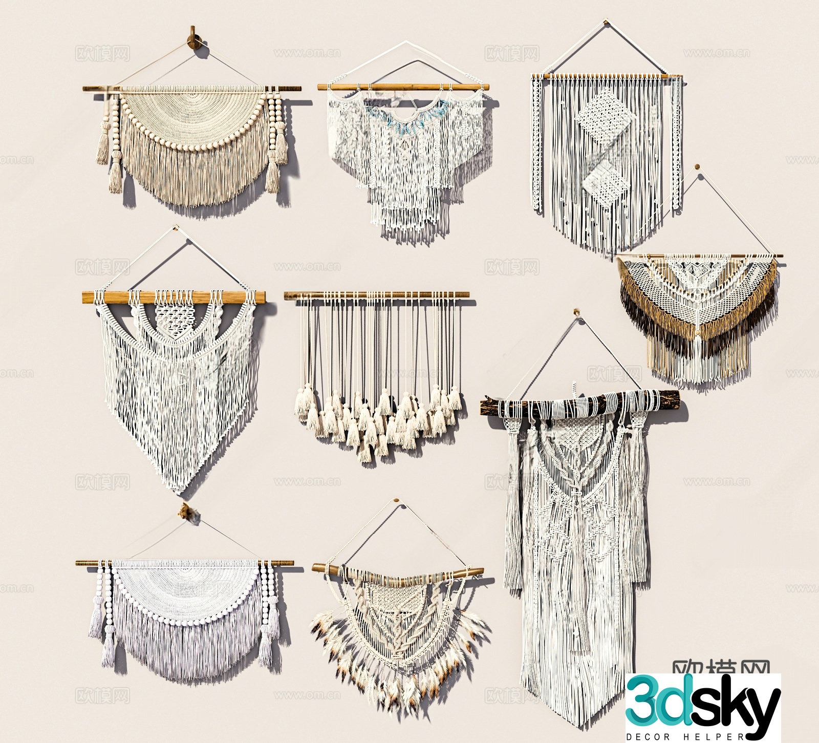 European-style Nordic pendants_Nordic braided hanging wall decoration rattan wall decoration special shape three-dimensional 3d model