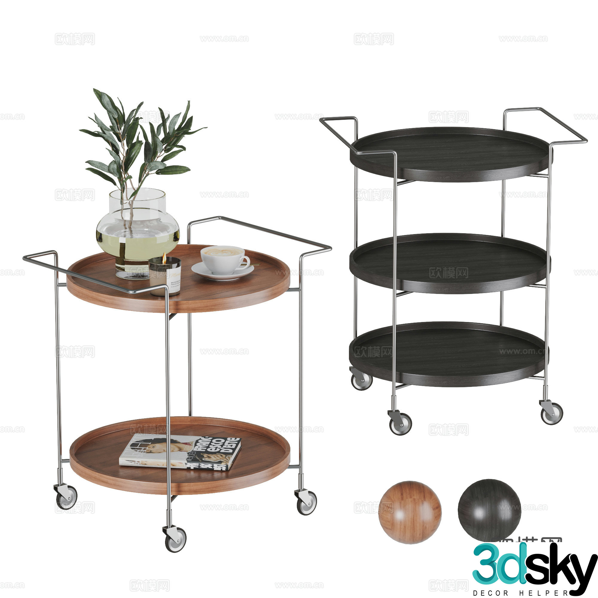 Medium style edge combination moving edge pulley edge cart edge round edge vase 3D model