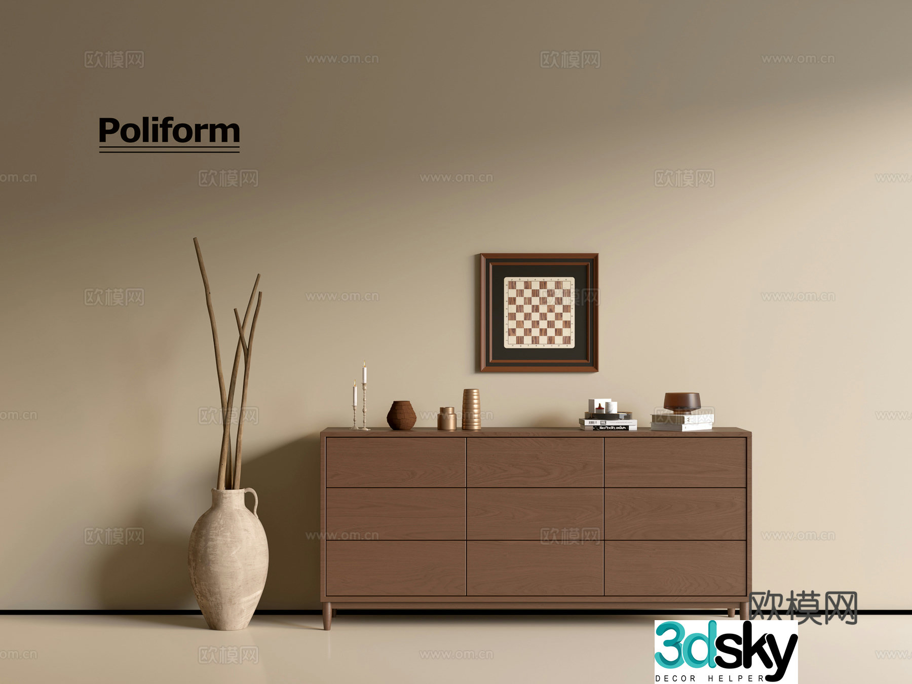 Modern wood grain cabinet ins wind minimalist wind cabinet whole cabinet sideboard balcony cabinet storage 3D model