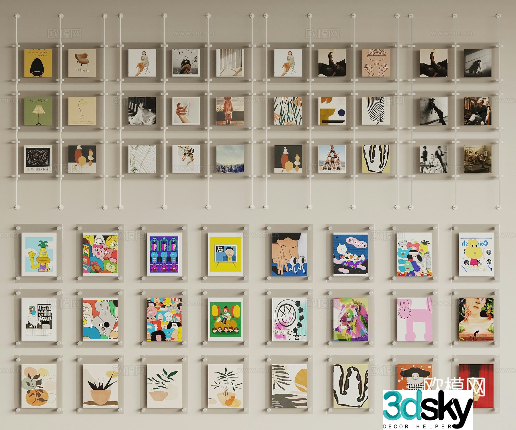 Modern acrylic decorative paintings hanging paintings cartoon paintings art paintings photo wall 3d model
