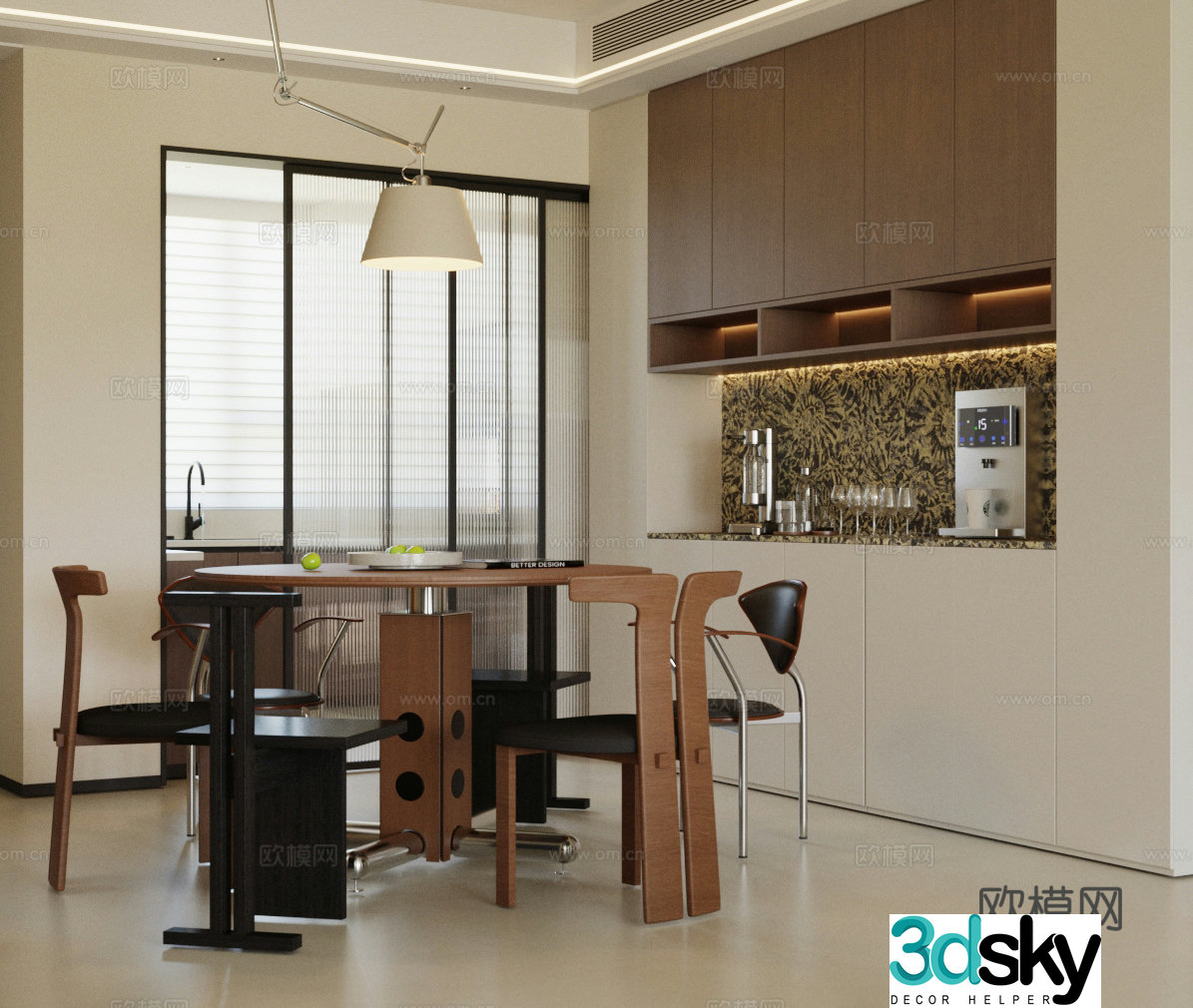 Modern medieval home restaurant Retro style restaurant Medium style restaurant Medium style dining table and chair Dining chair 3d model