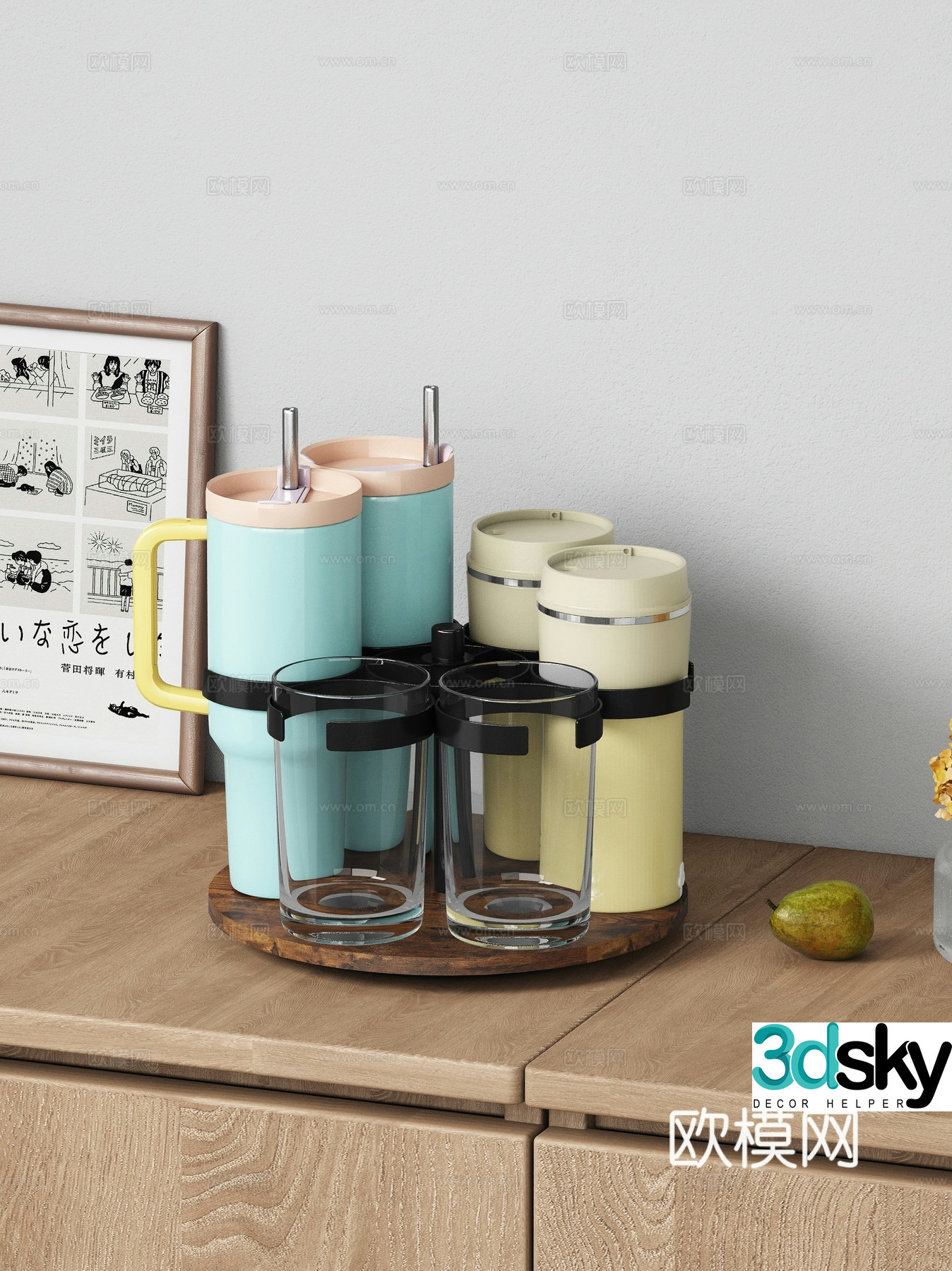 Water cup storage rack 3d model