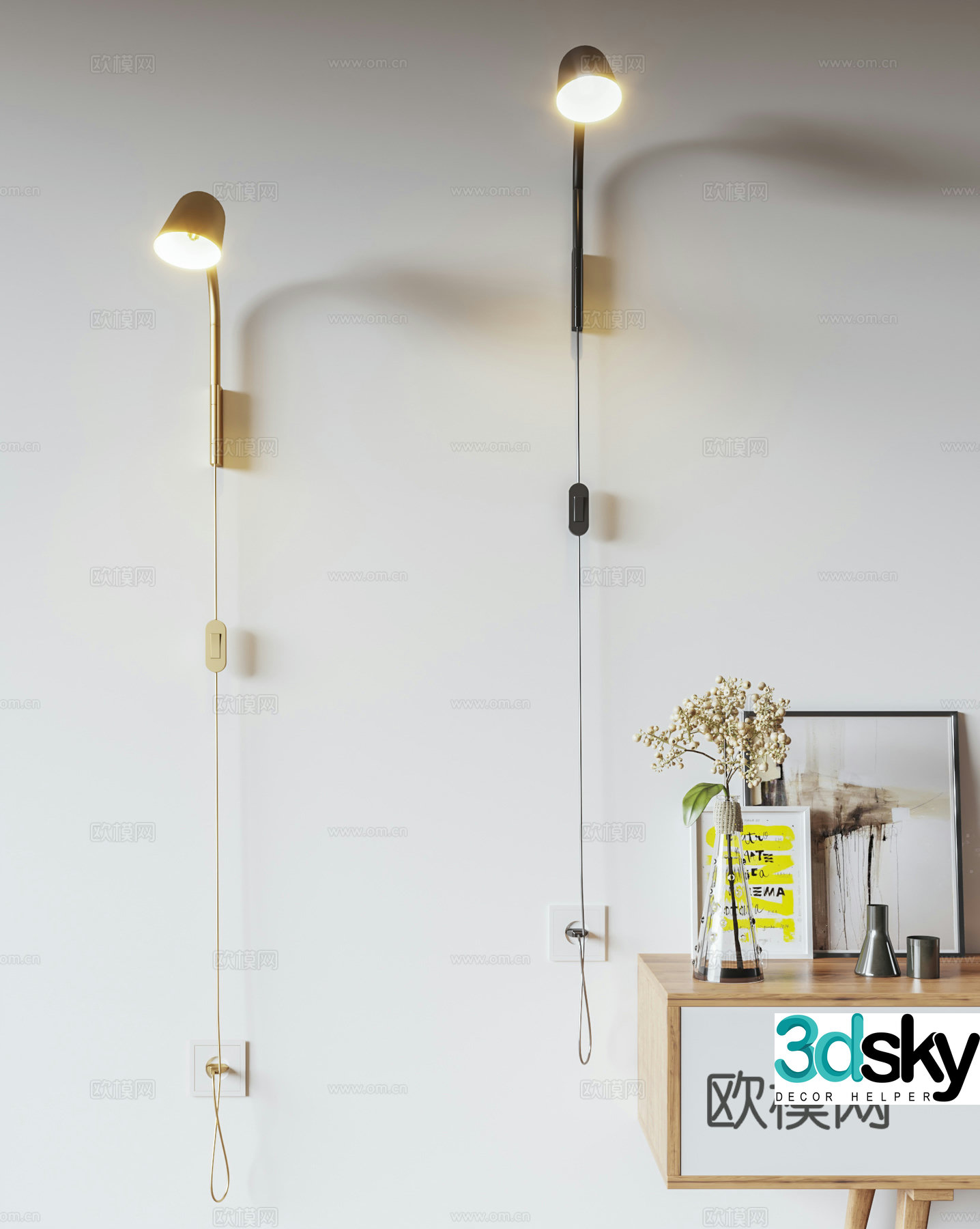 Modern cream wall lamp Metal wall lamp Long wall lamp Reading lamp Bedside lamp 3d model