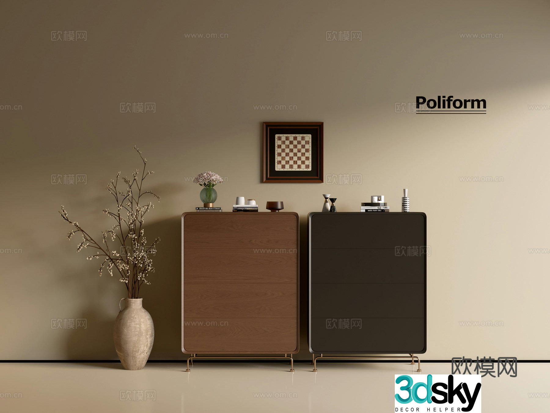 Modern wood grain cabinet ins wind minimalist wind cabinet whole cabinet sideboard balcony cabinet storage 3D model