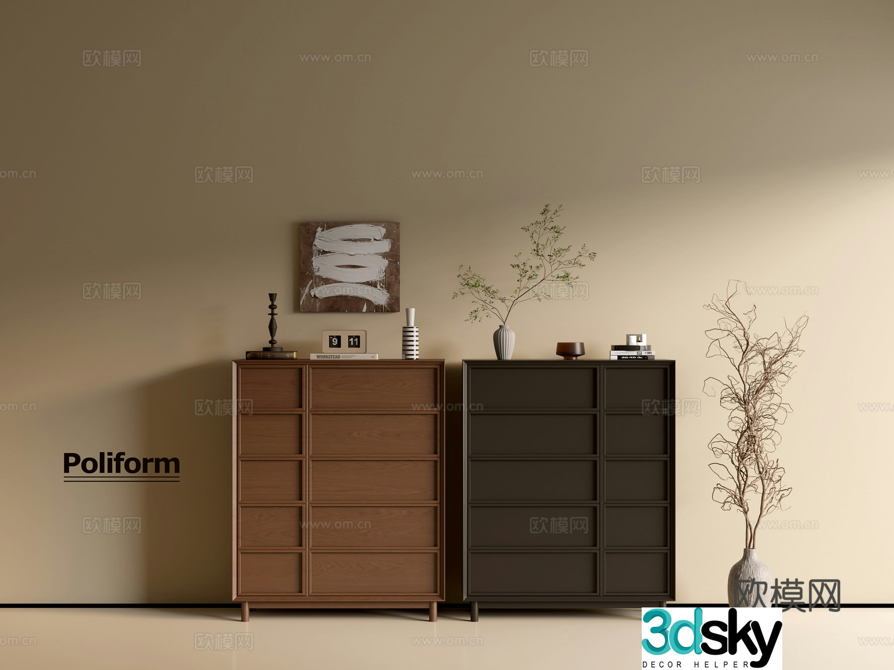 Modern wood grain cabinet ins wind minimalist wind cabinet whole cabinet sideboard balcony cabinet storage 3D model