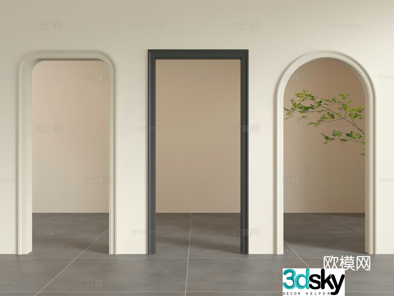 French American Door Hole Pass 3D Model