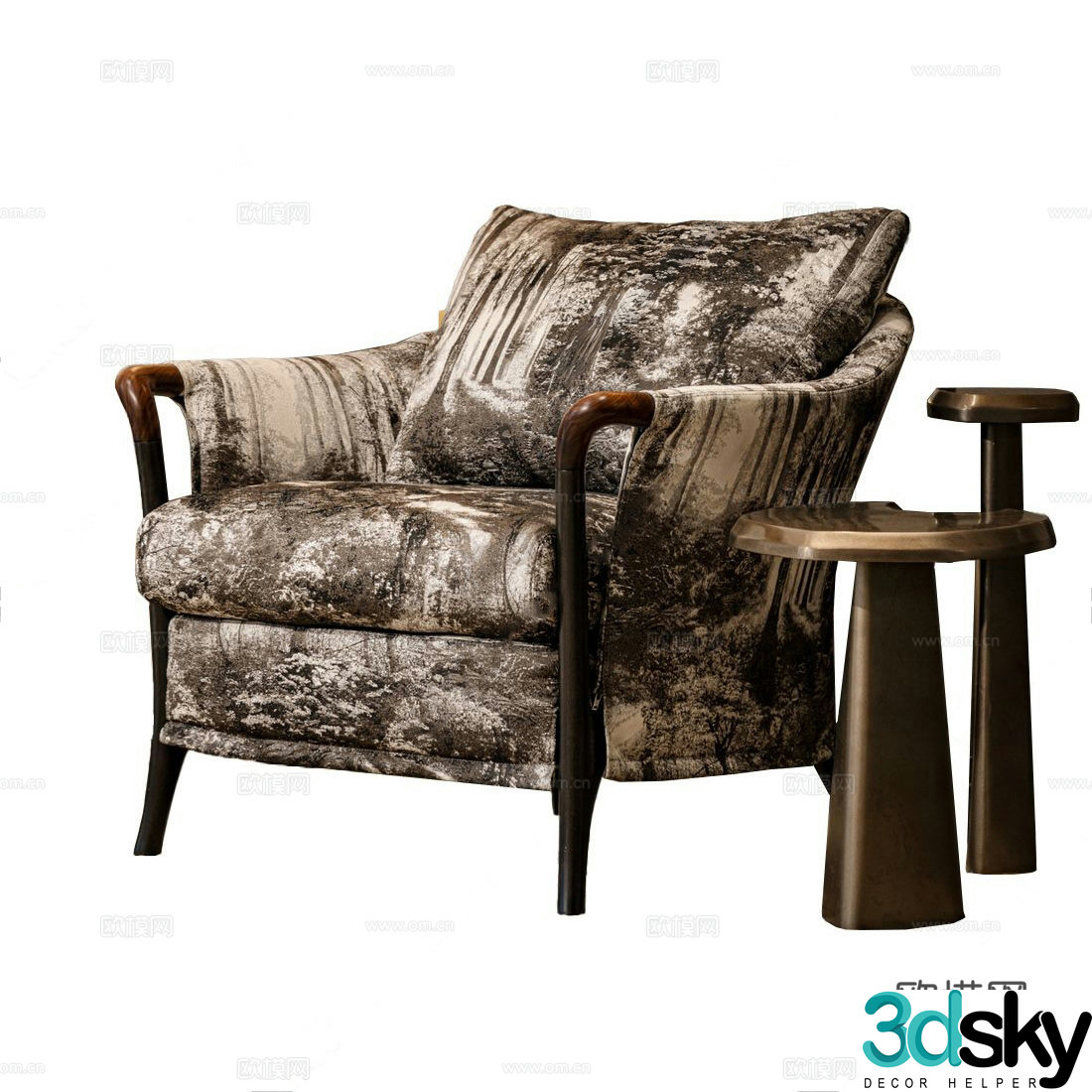 Retro French casual chair leisure chair casual sofa sofa chair single sofa side corner 3D model