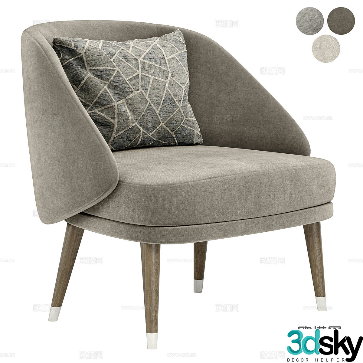 Modern Italian fabric armchair 3d model