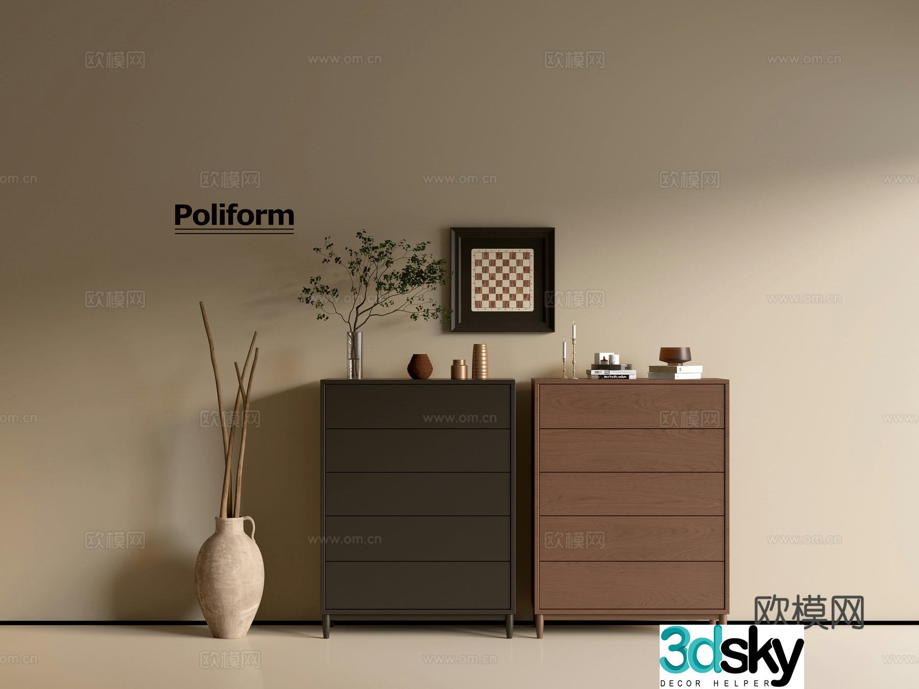 Modern wood grain cabinet ins wind minimalist wind cabinet whole cabinet sideboard balcony cabinet storage 3D model