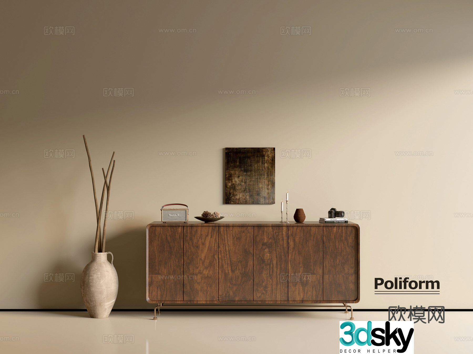Wasabi Wood Grain Cabinet Ins Wind Minimalist Wind Cabinet Overall Cabinet Side Cabinet Balcony Cabinet Storage 3D Model