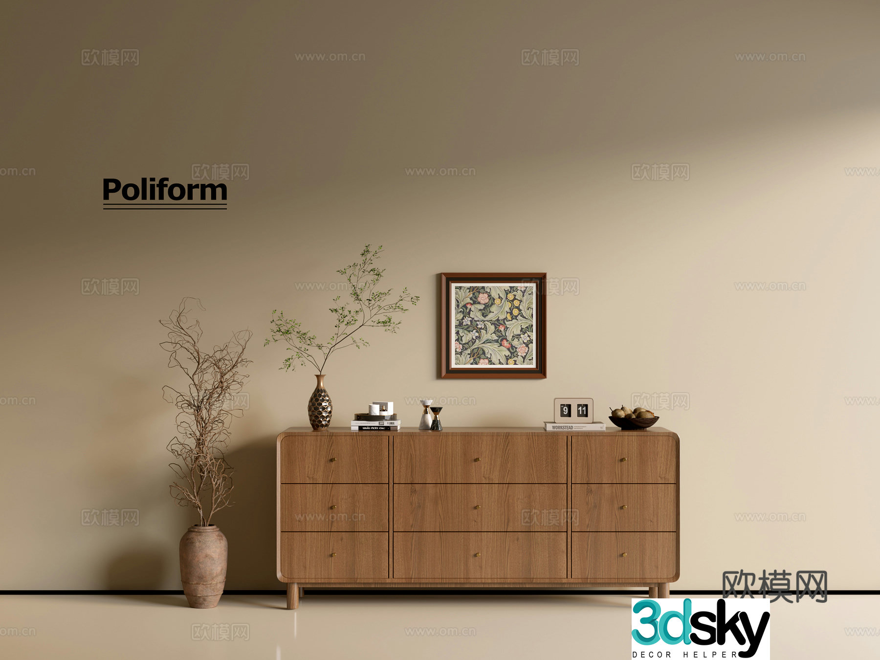 Modern wood grain cabinet ins wind minimalist wind cabinet whole cabinet sideboard balcony cabinet storage 3D model
