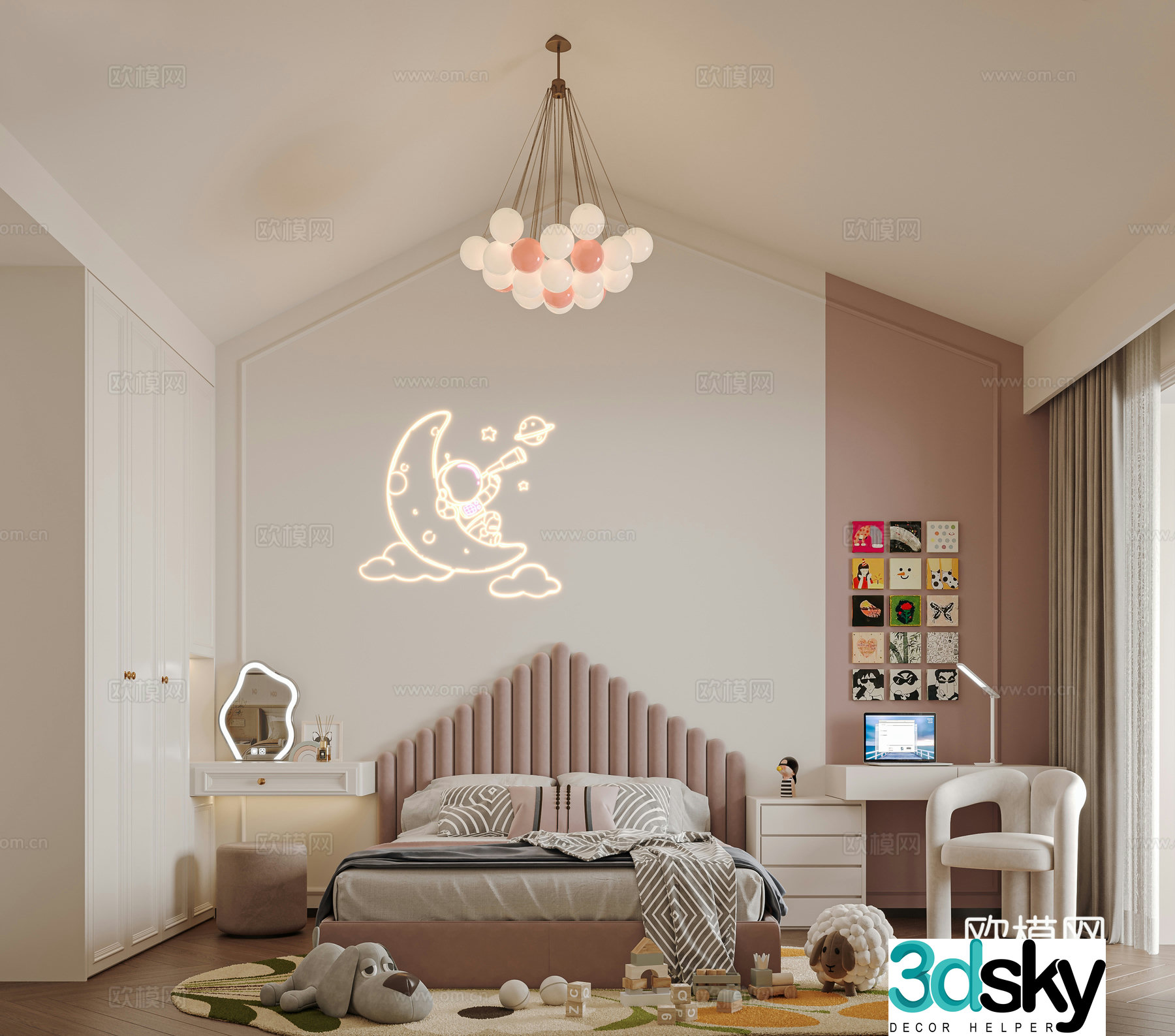 Modern children’s room girl’s room 3d model