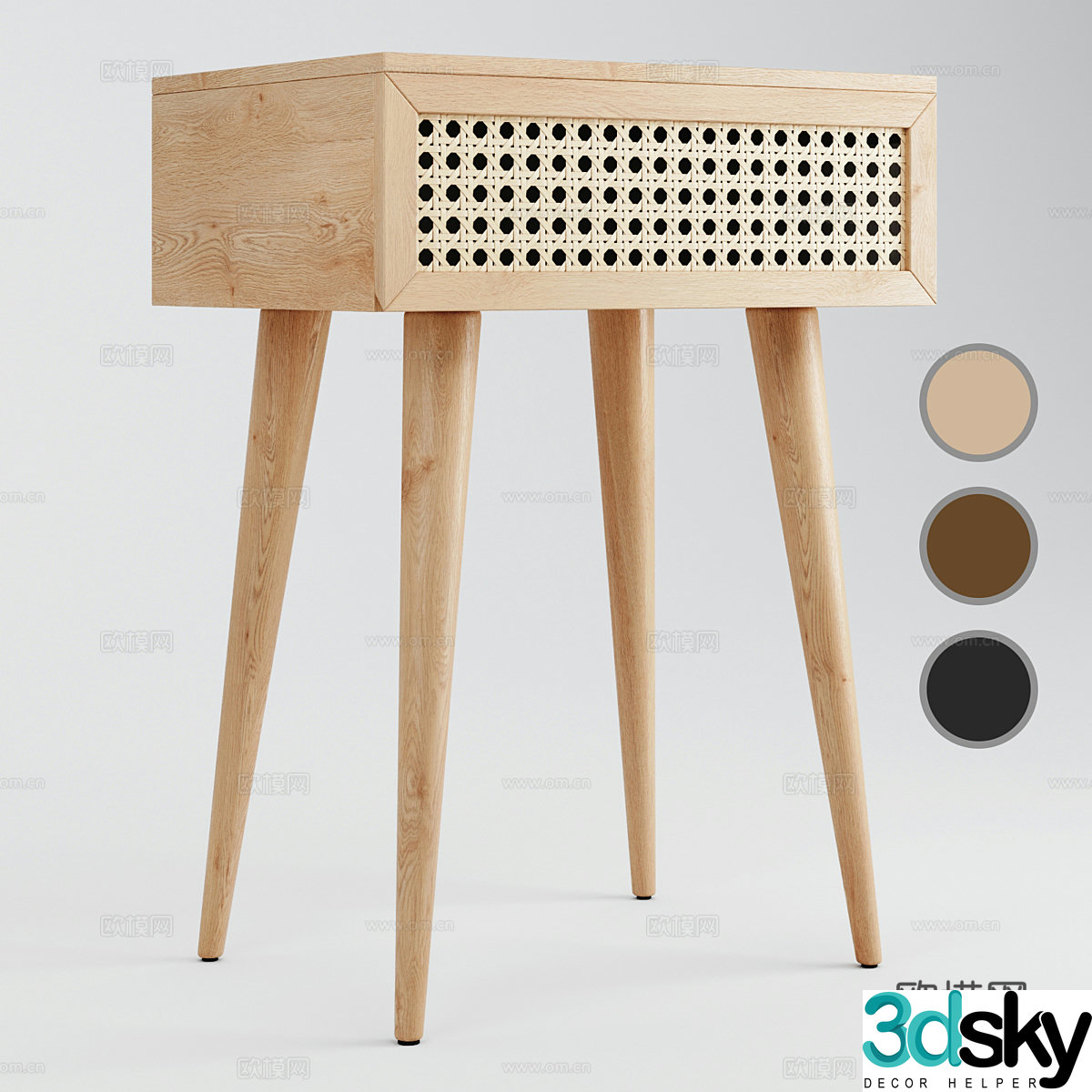 Modern Nordic log wind bedside table 3d model