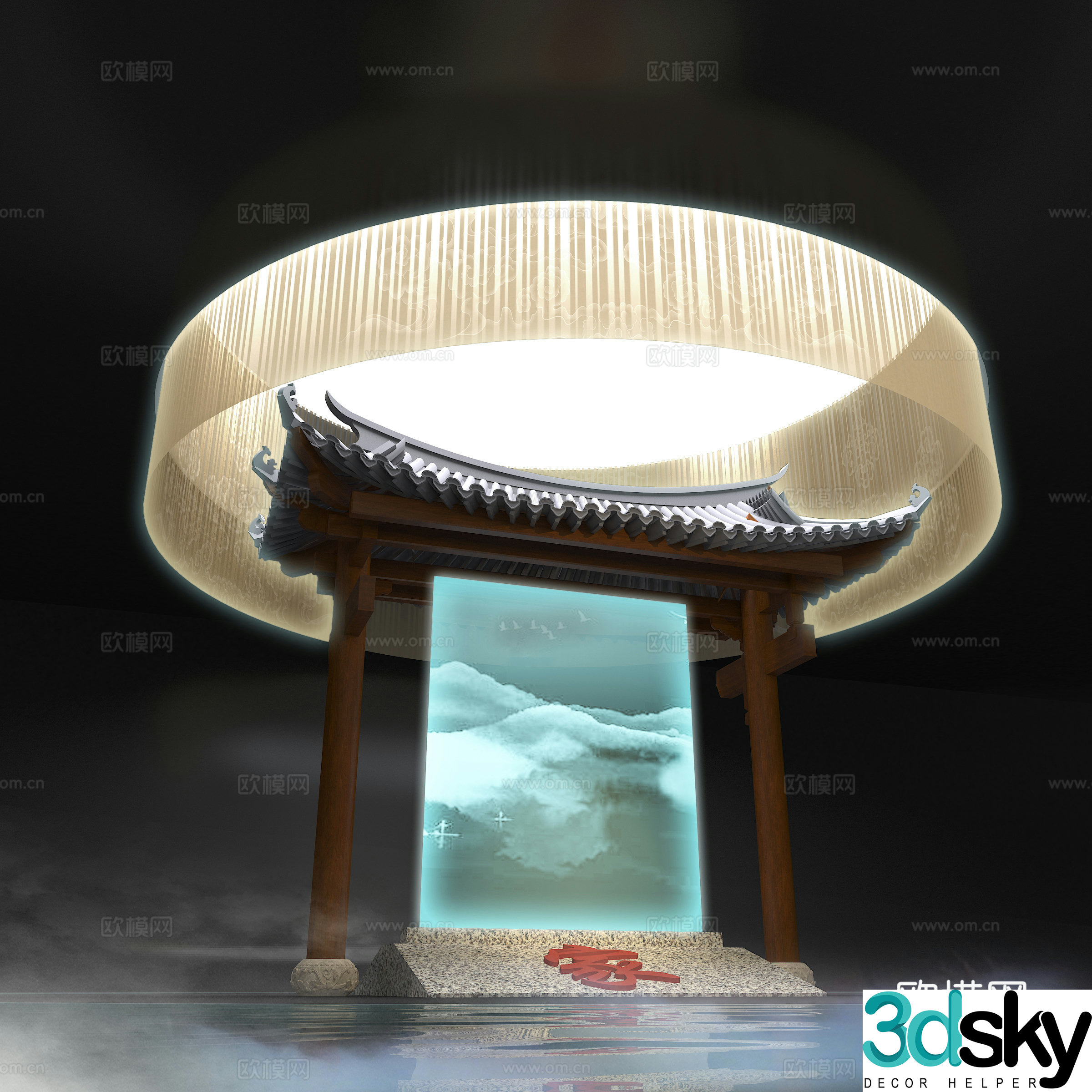 Chinese pavilion ancient building Chinese architecture tiles eaves 3D model