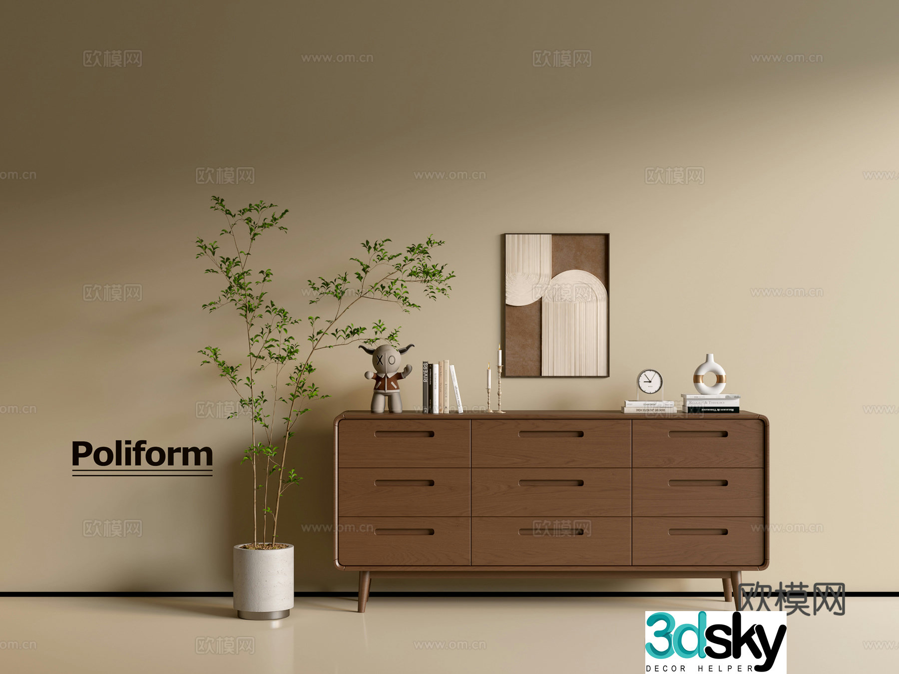 Modern wood grain cabinet ins wind minimalist wind cabinet whole cabinet sideboard balcony cabinet storage 3D model