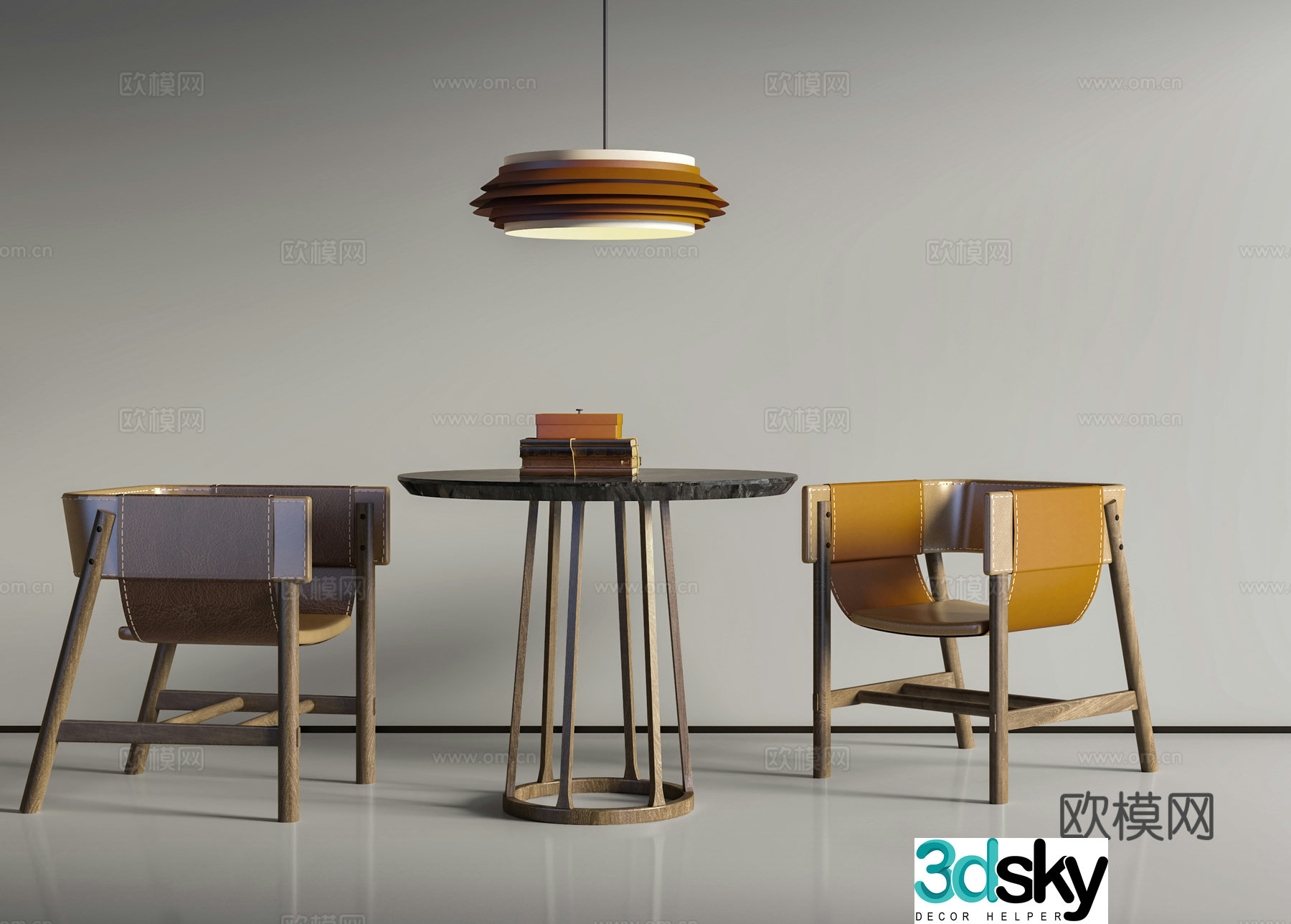 Modern casual table and chair coffee table and chair negotiation table and chair chandeliers decoration combination 3D model