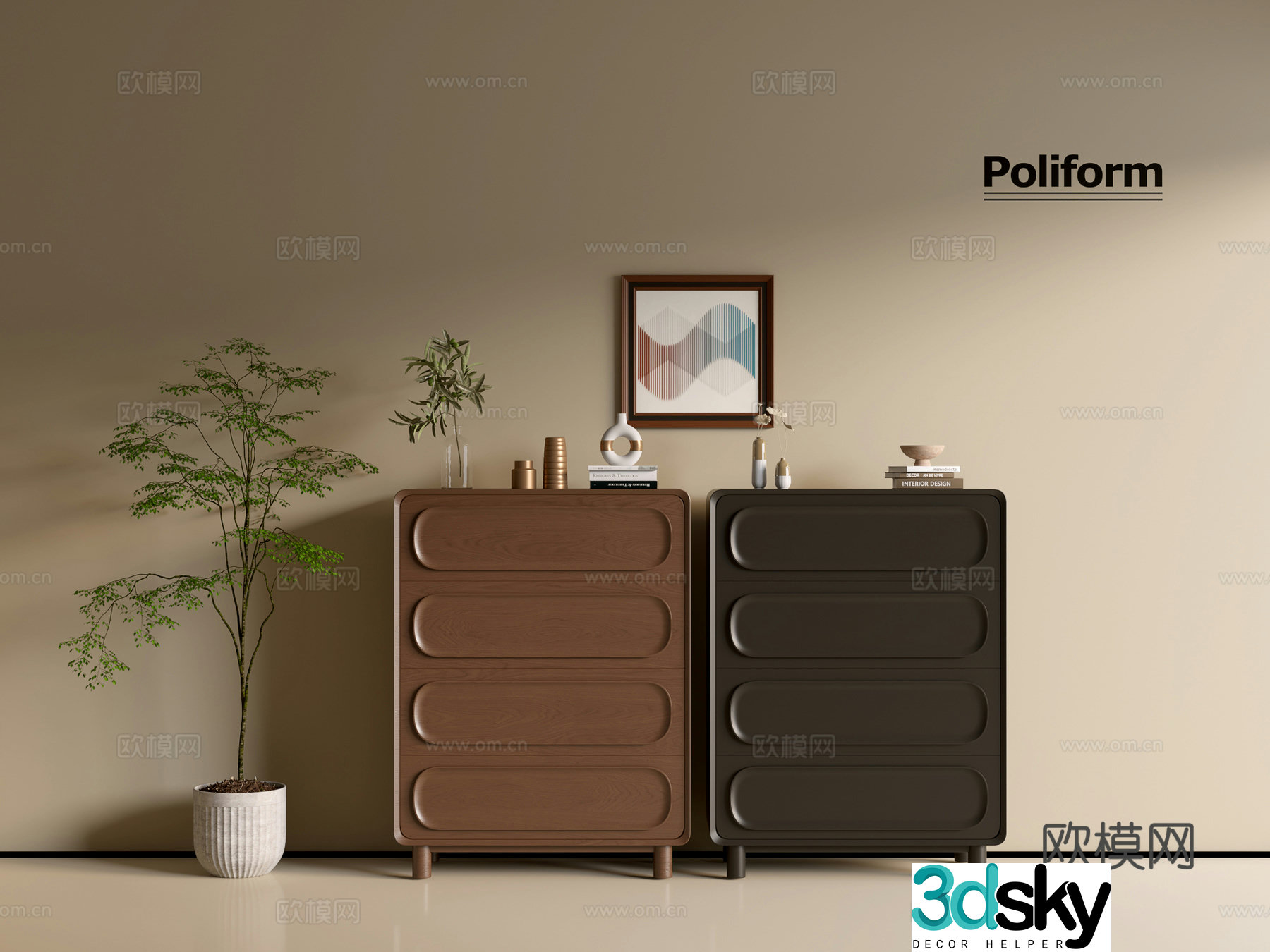 Modern wood grain cabinet ins wind minimalist wind cabinet whole cabinet sideboard balcony cabinet storage 3D model