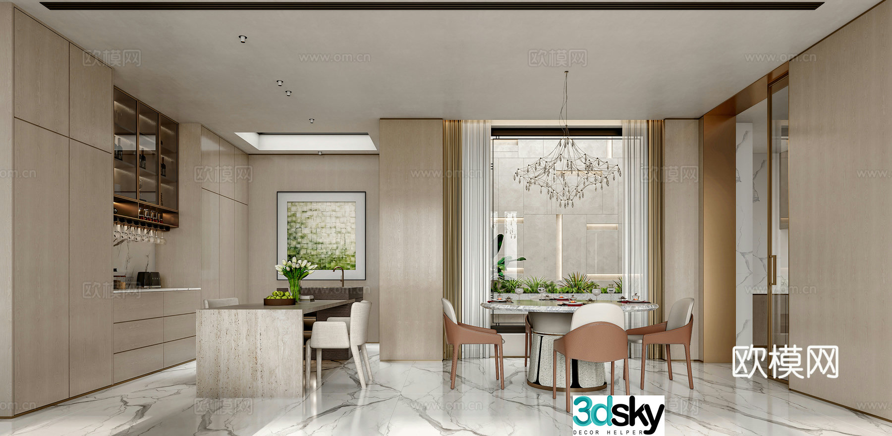Light luxury restaurant 3D model