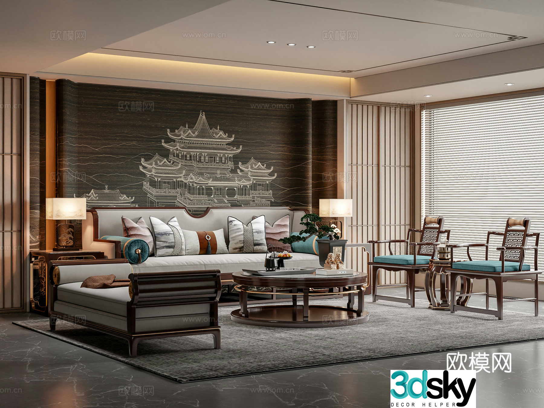 New Chinese living room 3D model