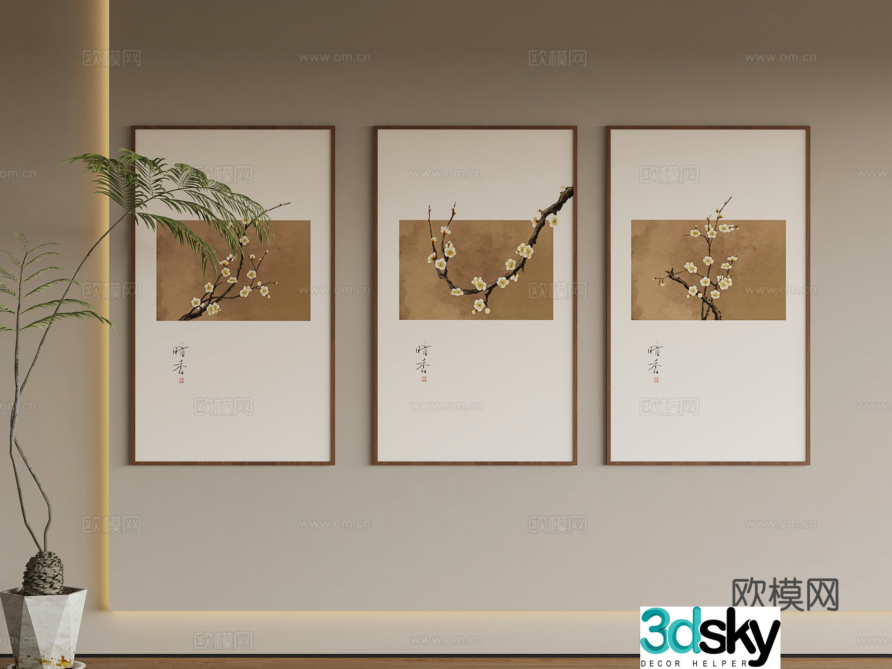 New Chinese style hanging painting 3D model